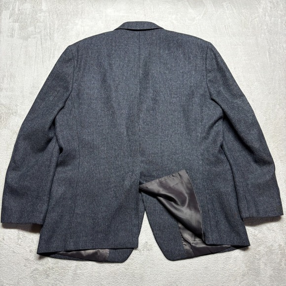 Lauren Ralph Lauren Blazer Mens 46R Sport Coat  Blue‎ Black Herringbone Wool - Picture 3 of 11